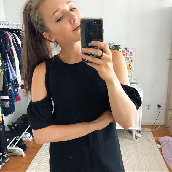 Black Cold Shoulder ZARA Shift Dress - Picture 4 of 8